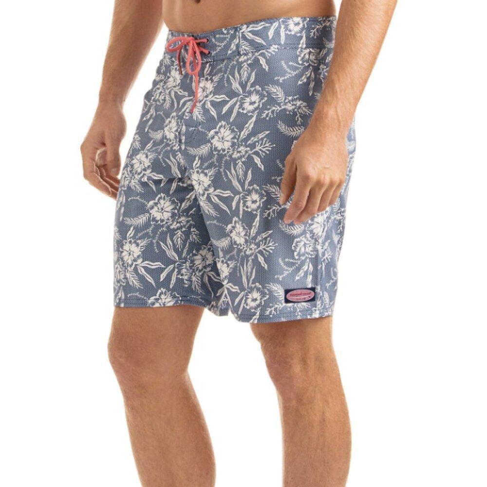 Vineyard‎ Vines Aquatic Hibiscus Dot Board Shorts Unlined Swim Trunk size W33